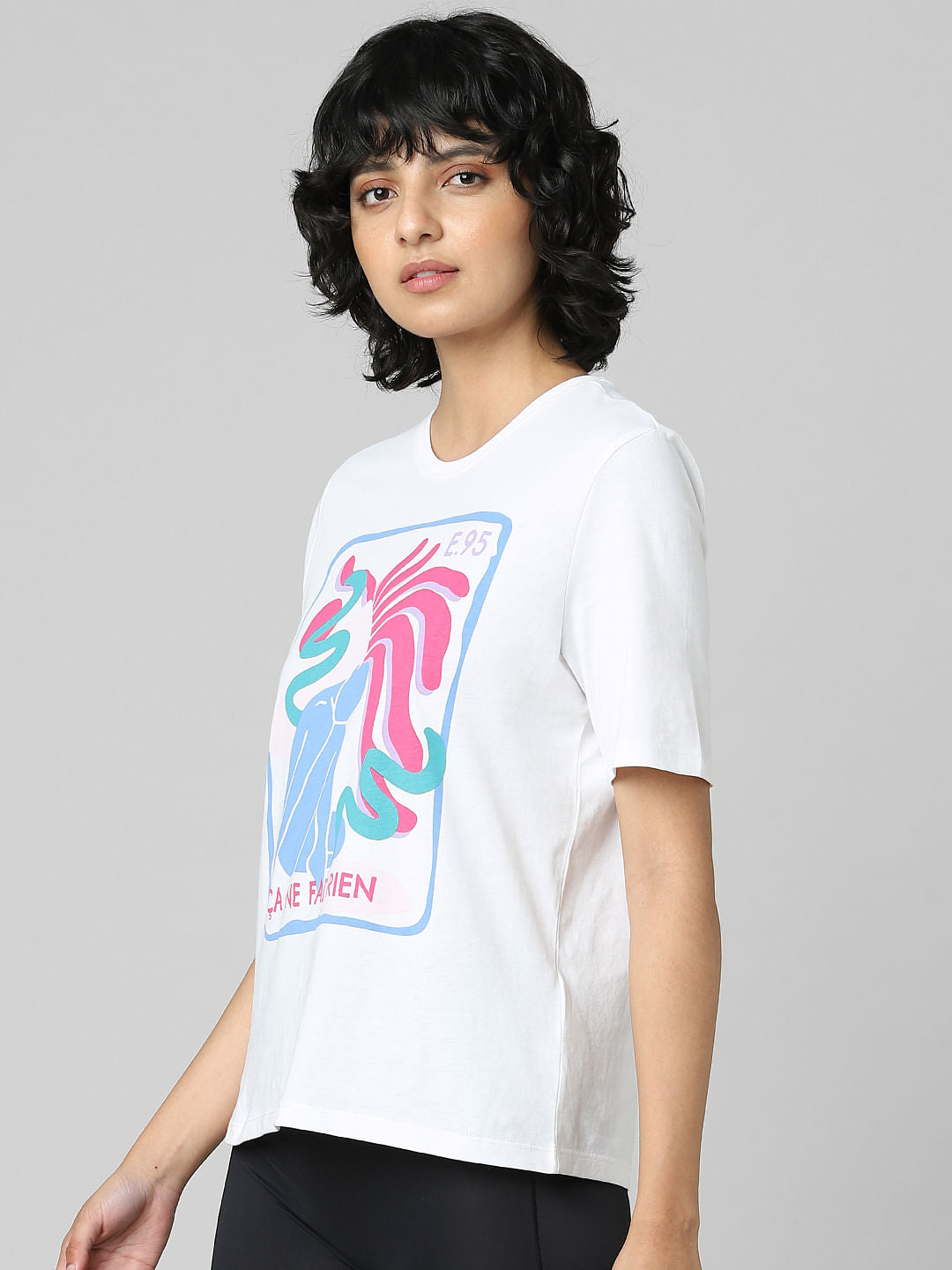 White Graphic Print T-Shirt