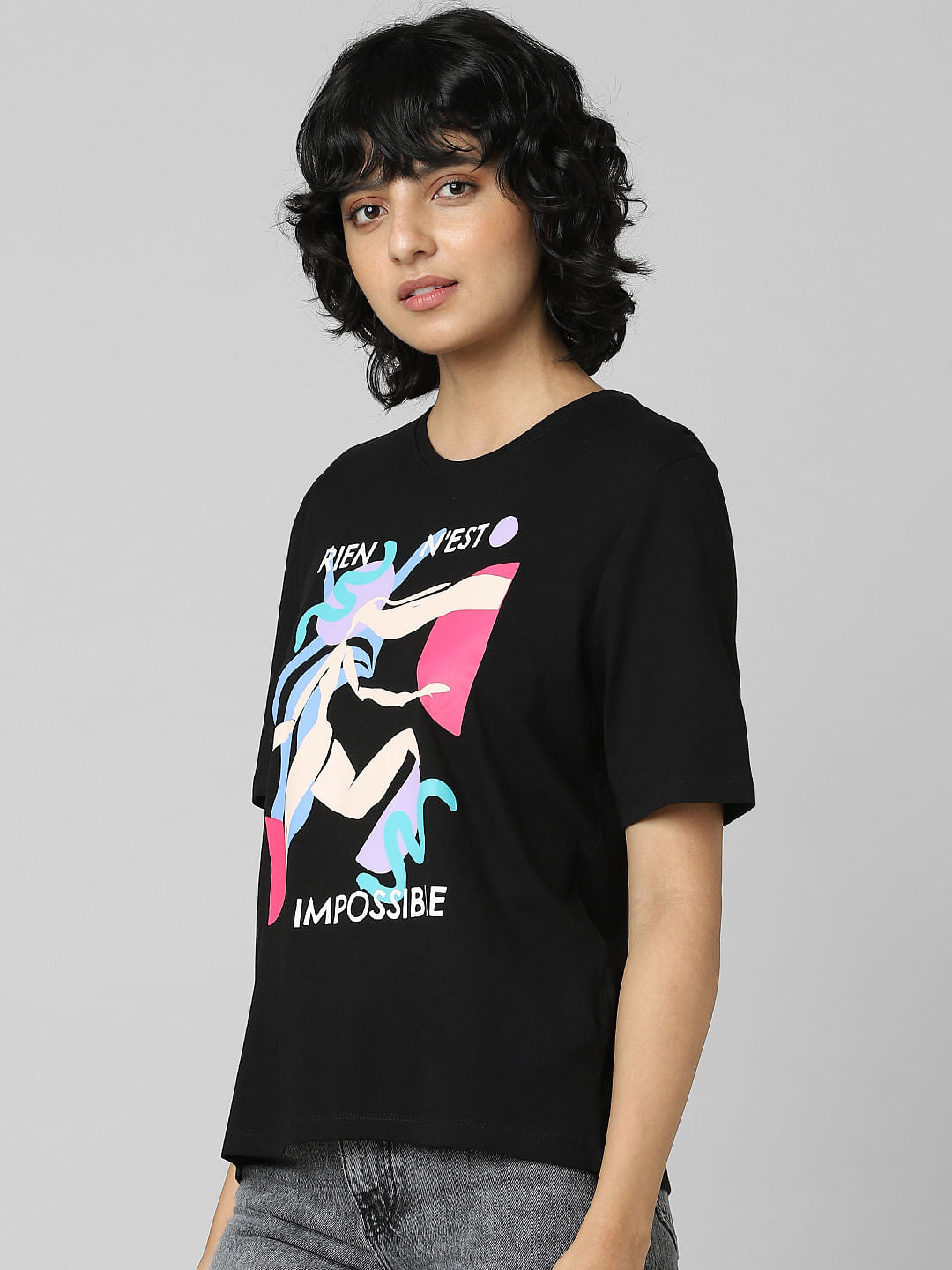 Black Graphic Print T-Shirt