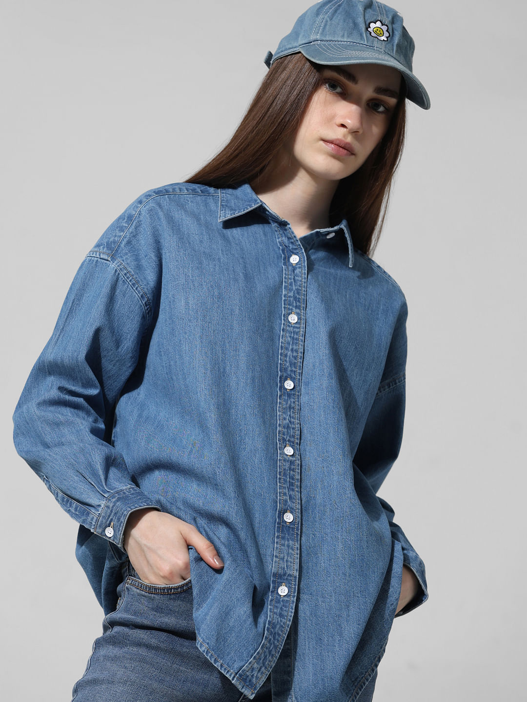 Blue Oversized Denim Shirt - L