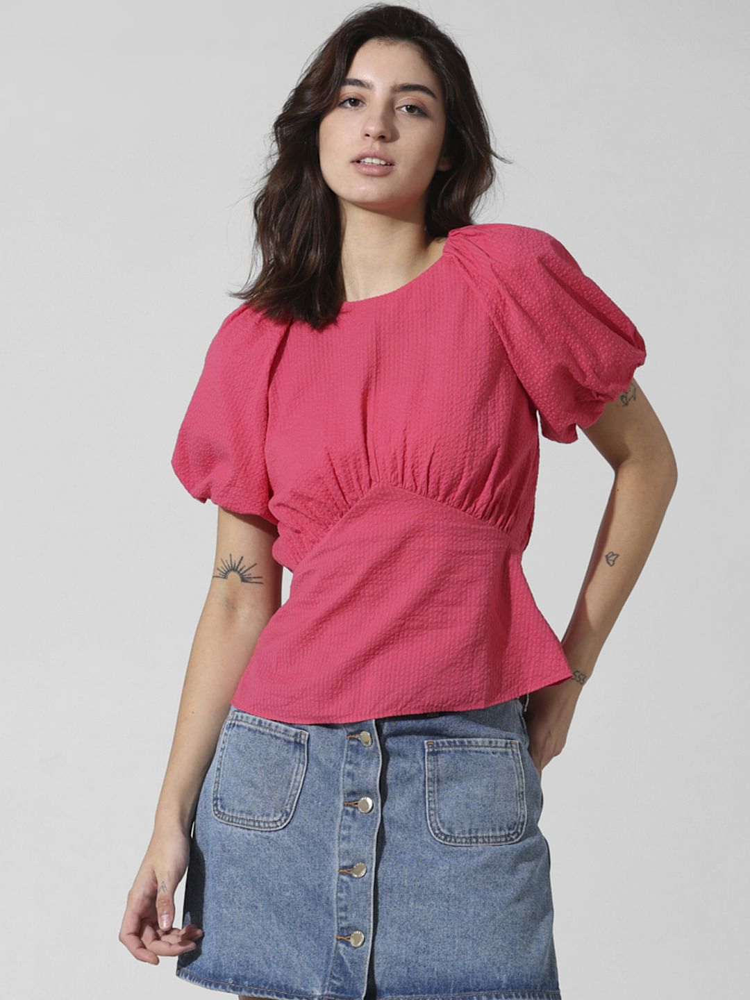 Pink Puff Sleeves Top