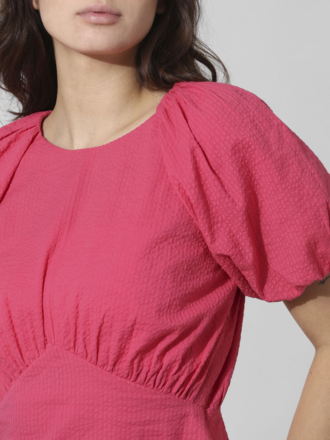 Pink Puff Sleeves Top