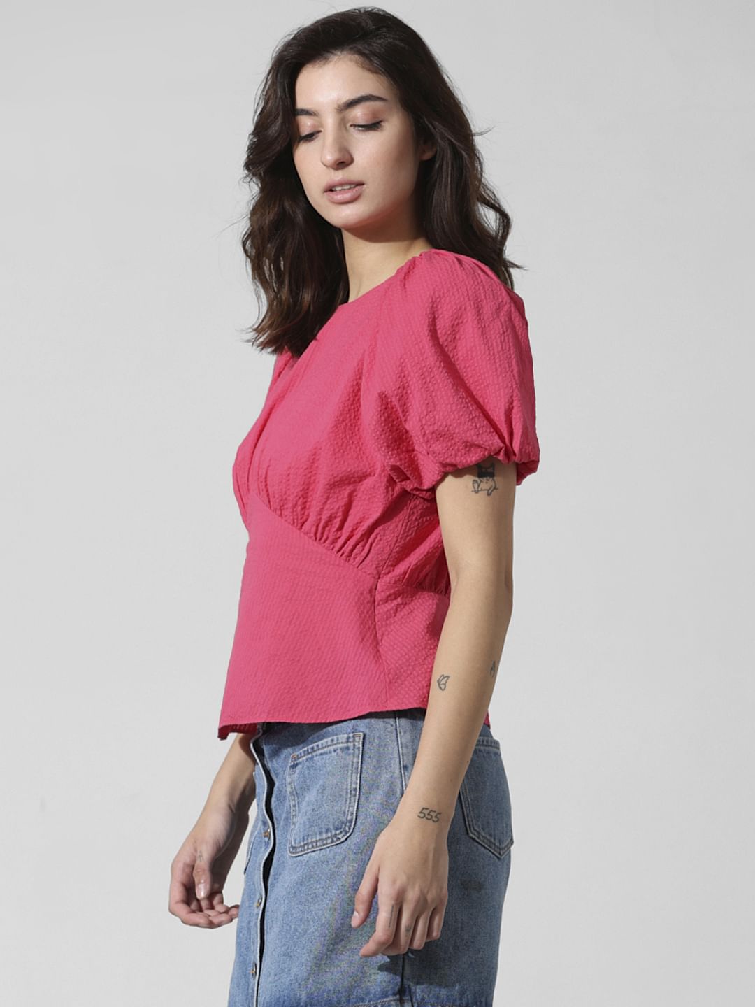 Pink Puff Sleeves Top