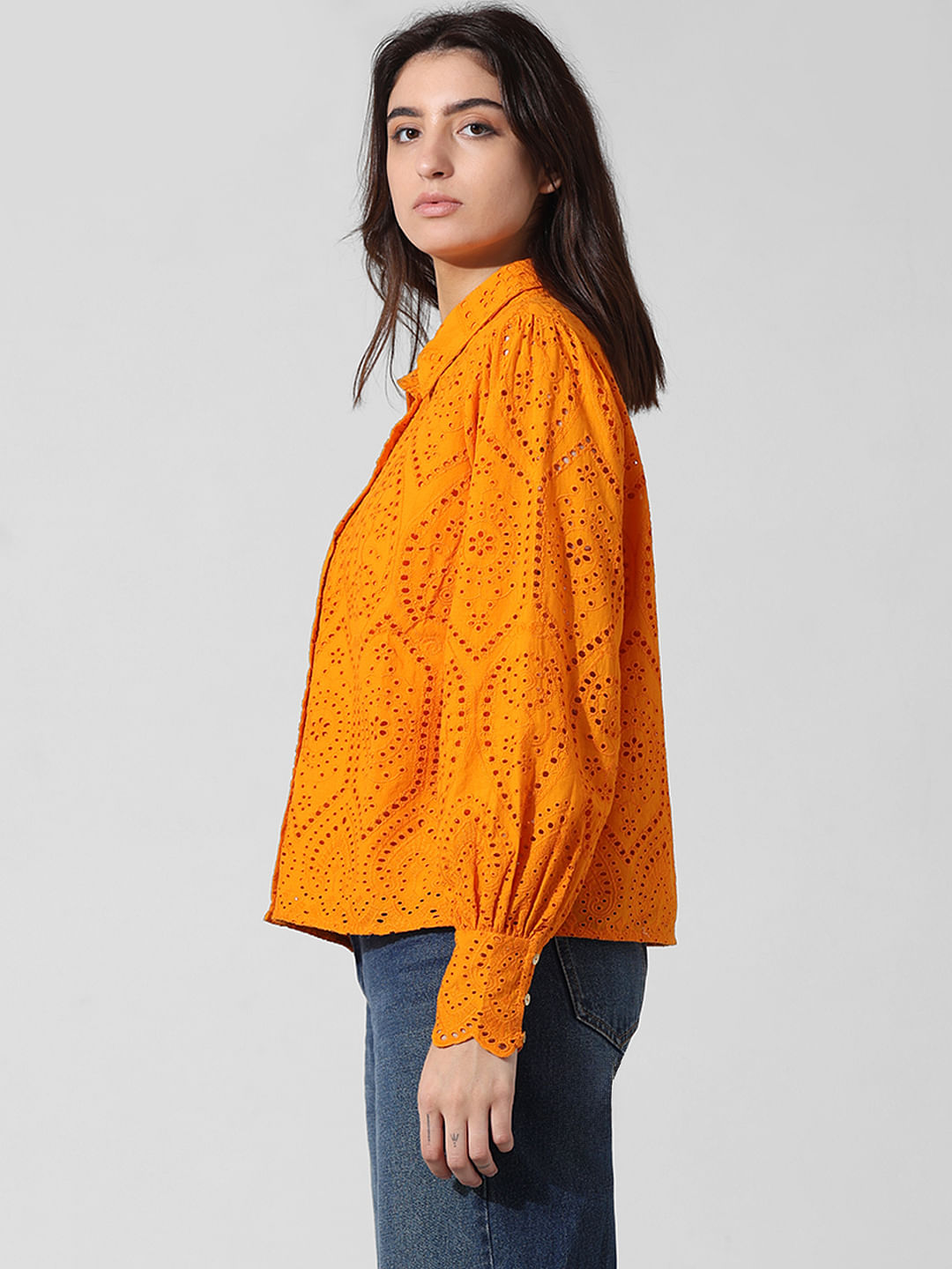Orange Schiffli Shirt