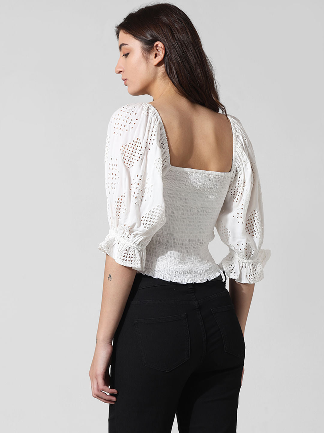 White Smocked Off-Shoulder Top