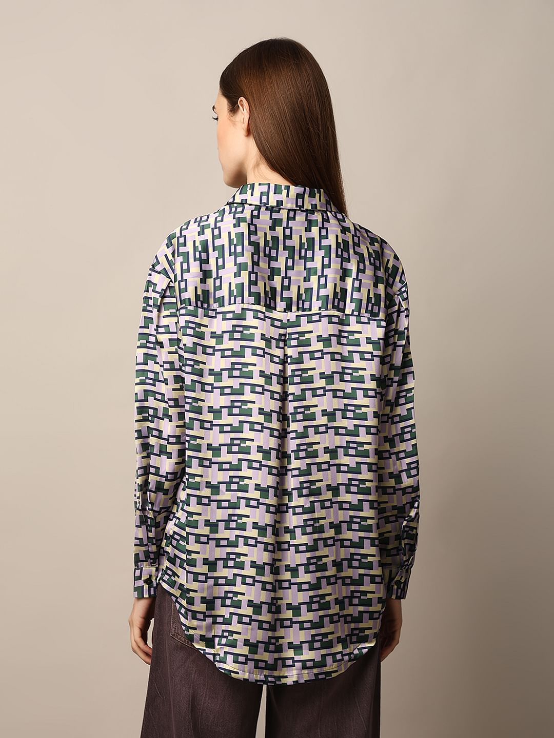 Multi-Colour Printed Satin Shirt