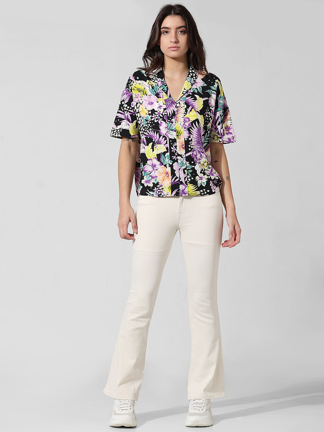 Purple Printed Loose Fit Shirt