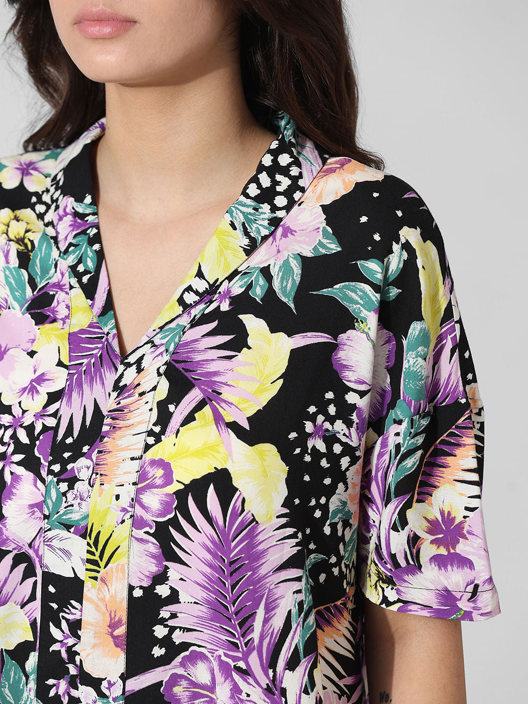 Purple Printed Loose Fit Shirt