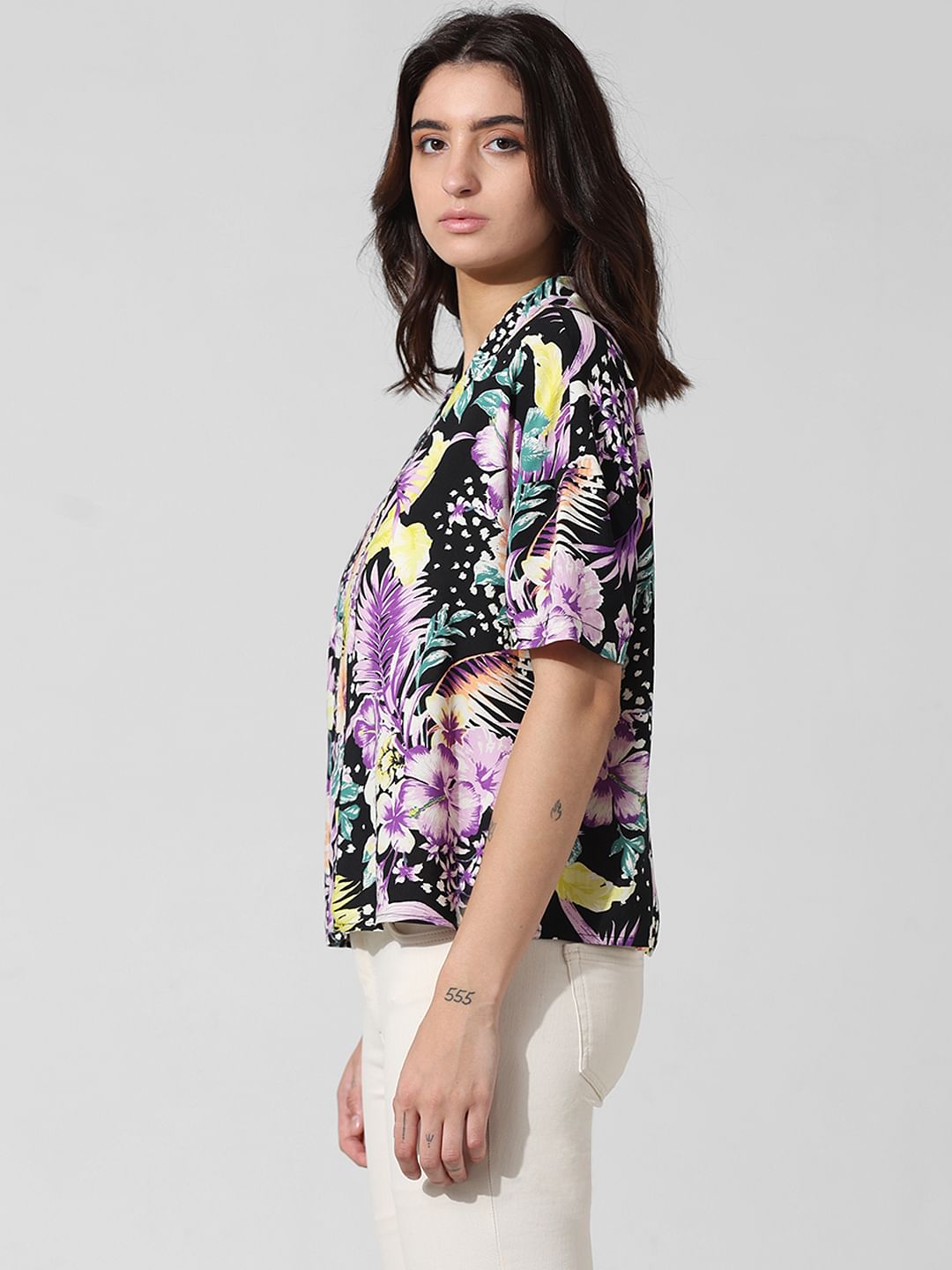 Purple Printed Loose Fit Shirt