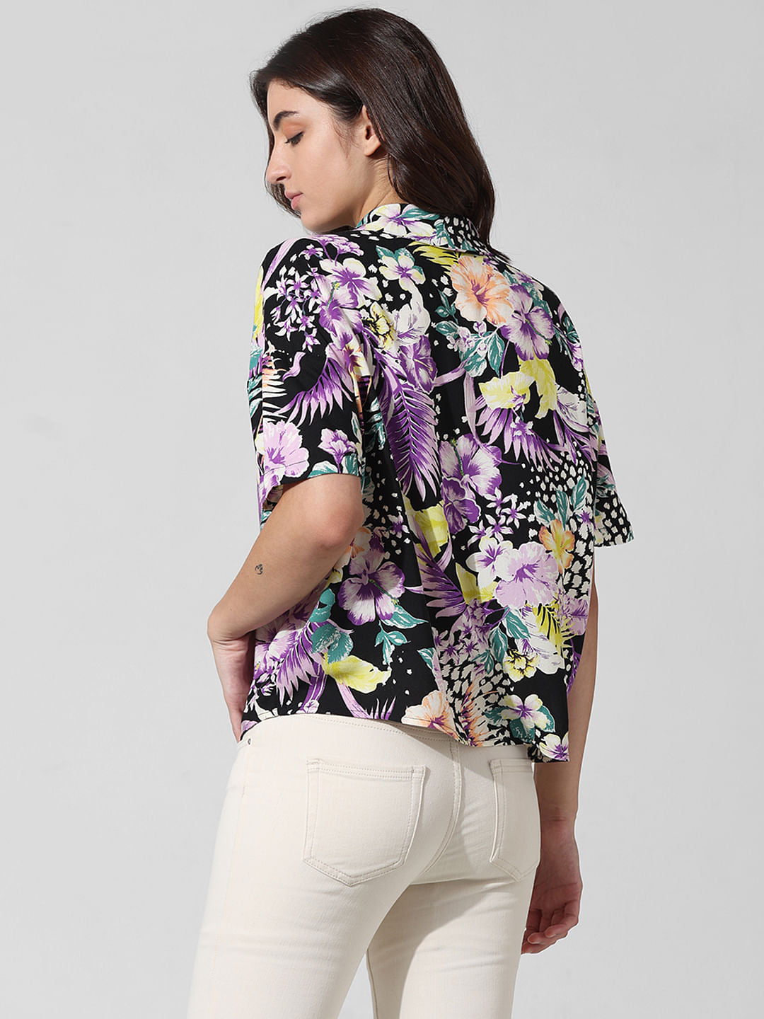 Purple Printed Loose Fit Shirt