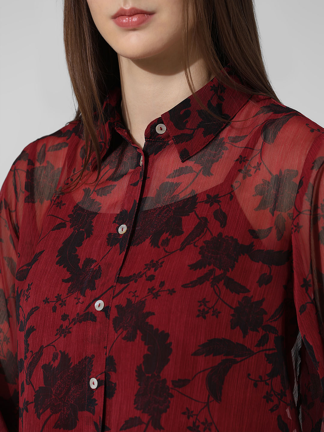 Red Floral Print Shirt