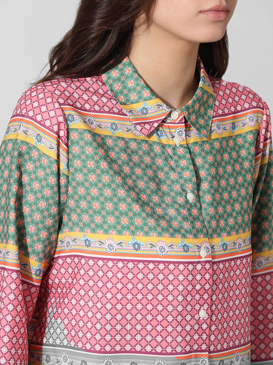 Multi-Colour Printed Satin Shirt