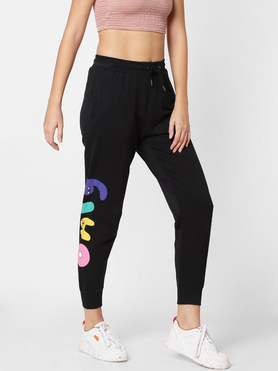 Only X Flabjacks Black Mid Rise Joggers