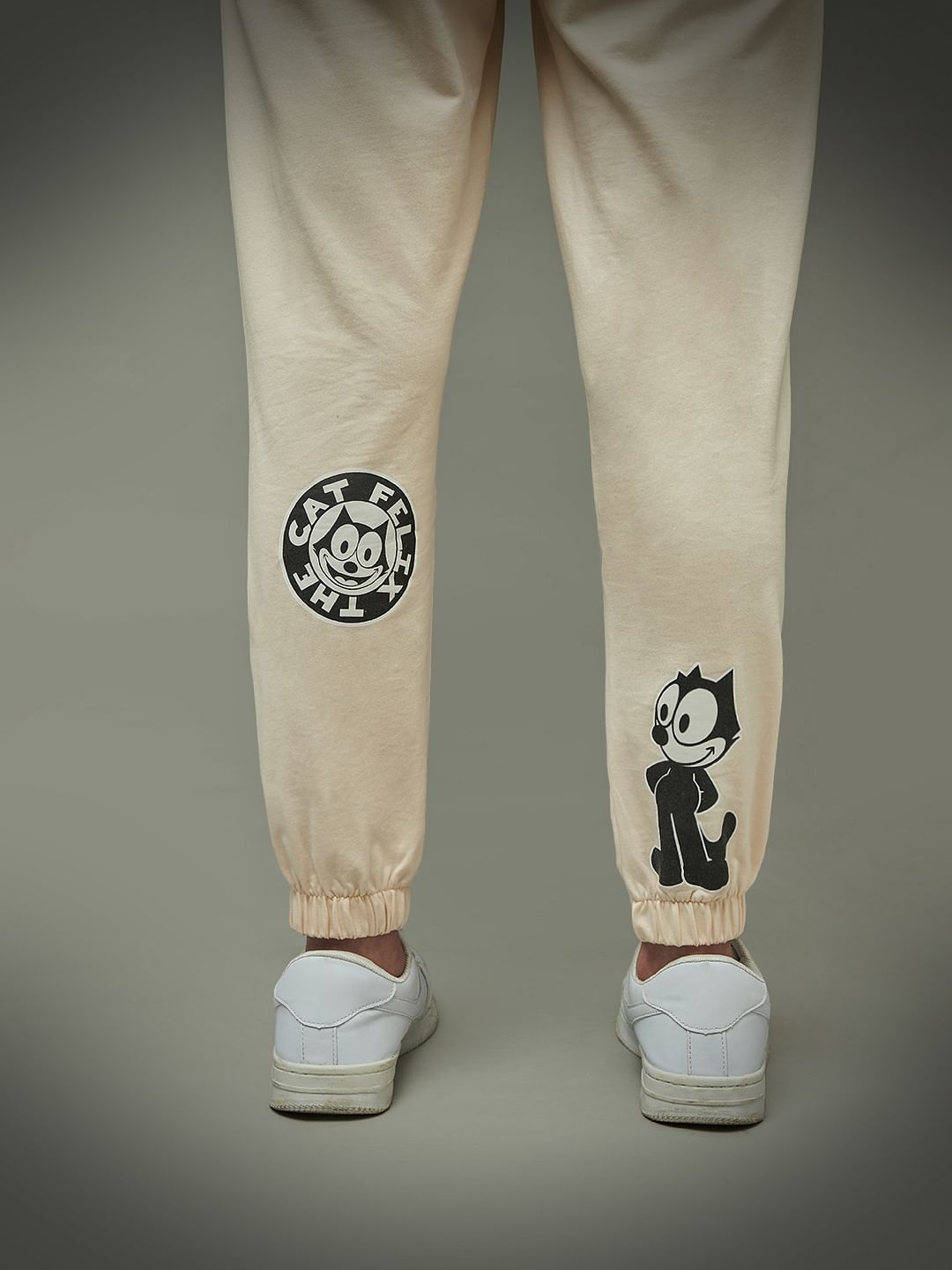 Only X Felix The Cat Beige High Rise Graphic Print Co-Ord Joggers