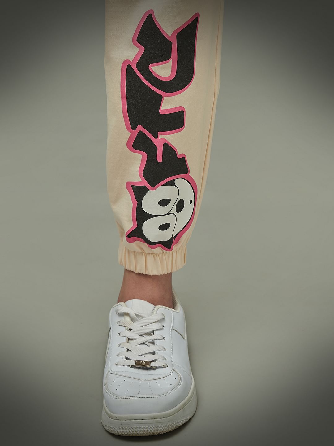 Only X Felix The Cat Beige High Rise Graphic Print Co-Ord Joggers