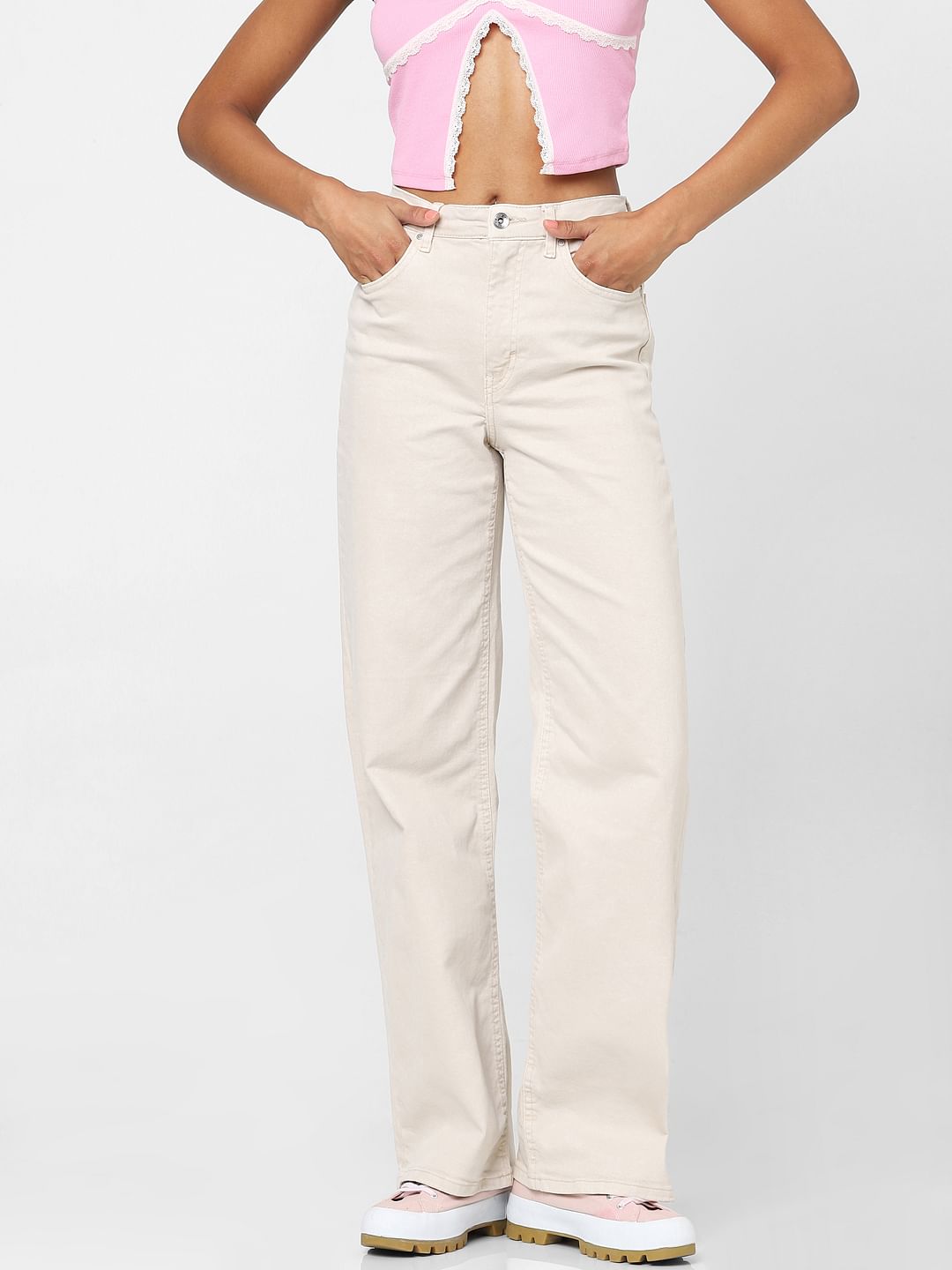 White High Waist Flared Jeans