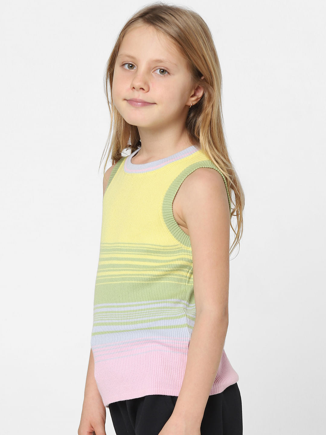 Yellow Colourblocked Knit Vest