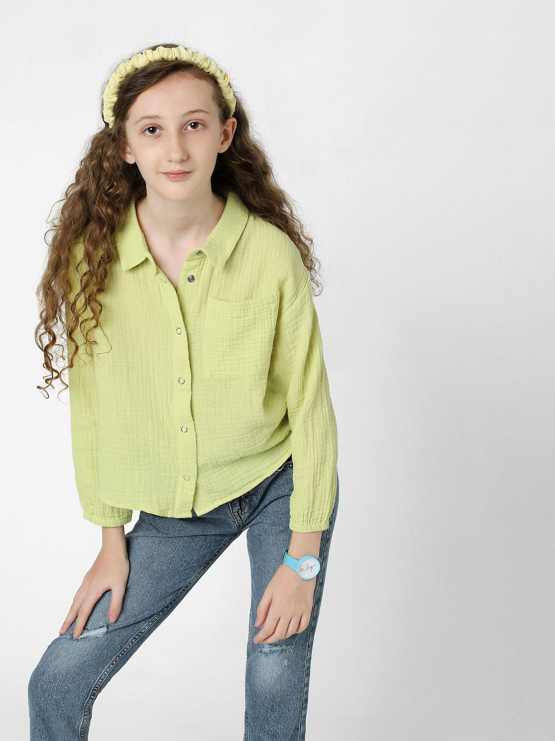 Green Textured Shirt