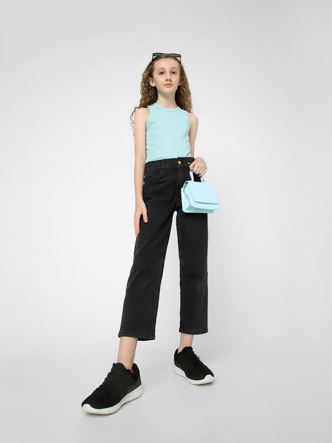 Black High Rise Paperbag Waist Jeans