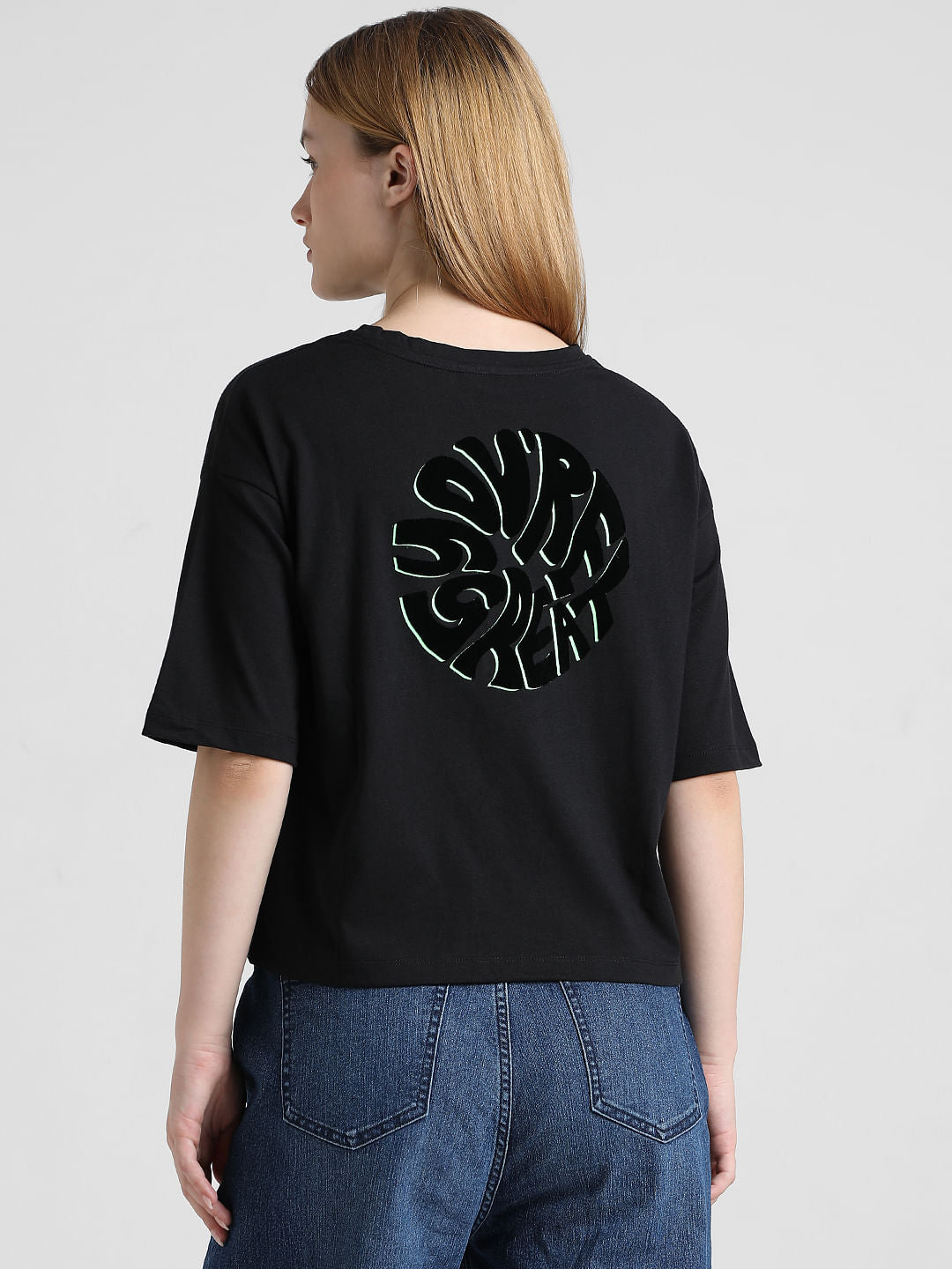 Black Printed Boxy Fit T-Shirt