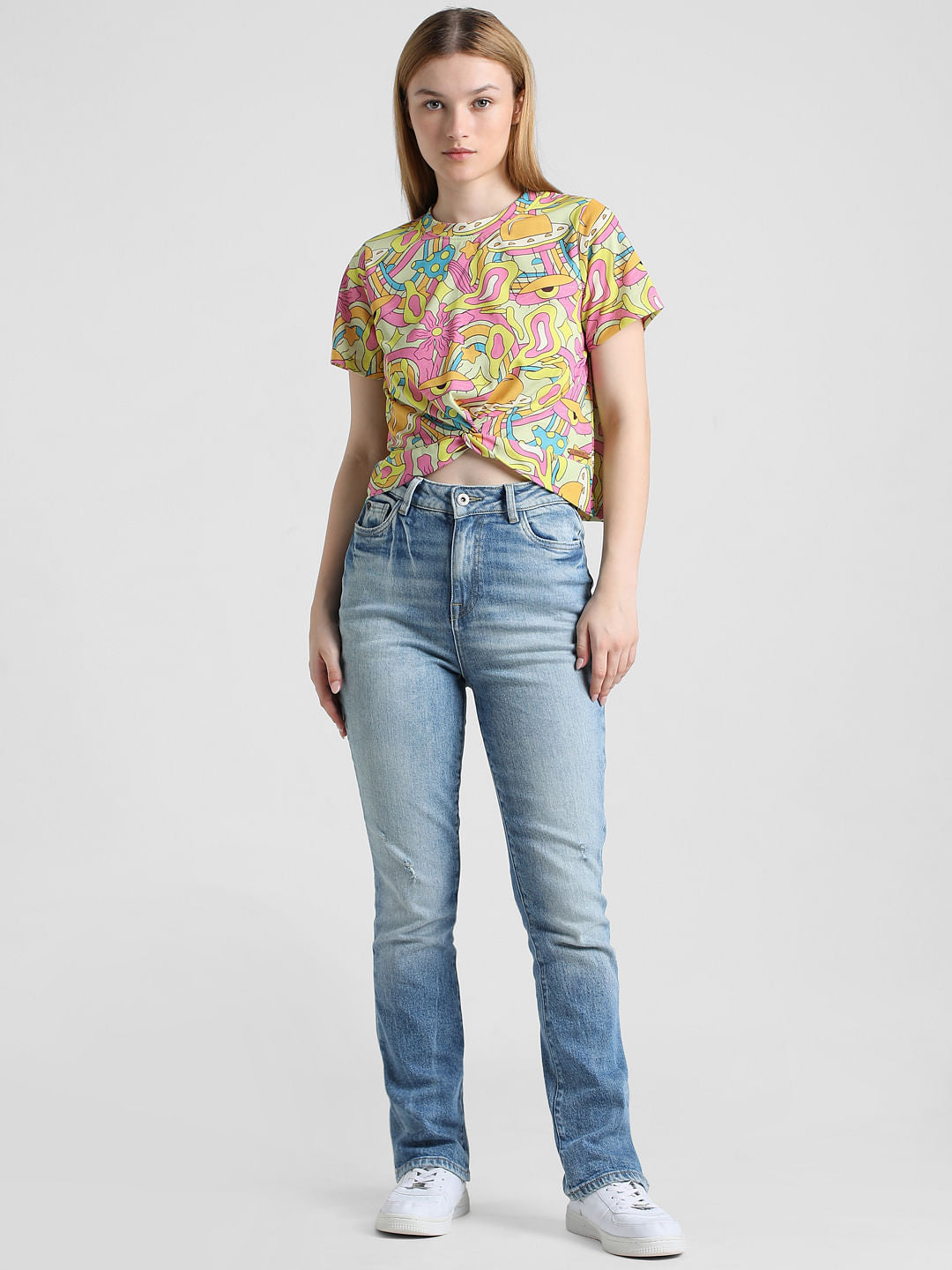 Yellow Abstract Print Top