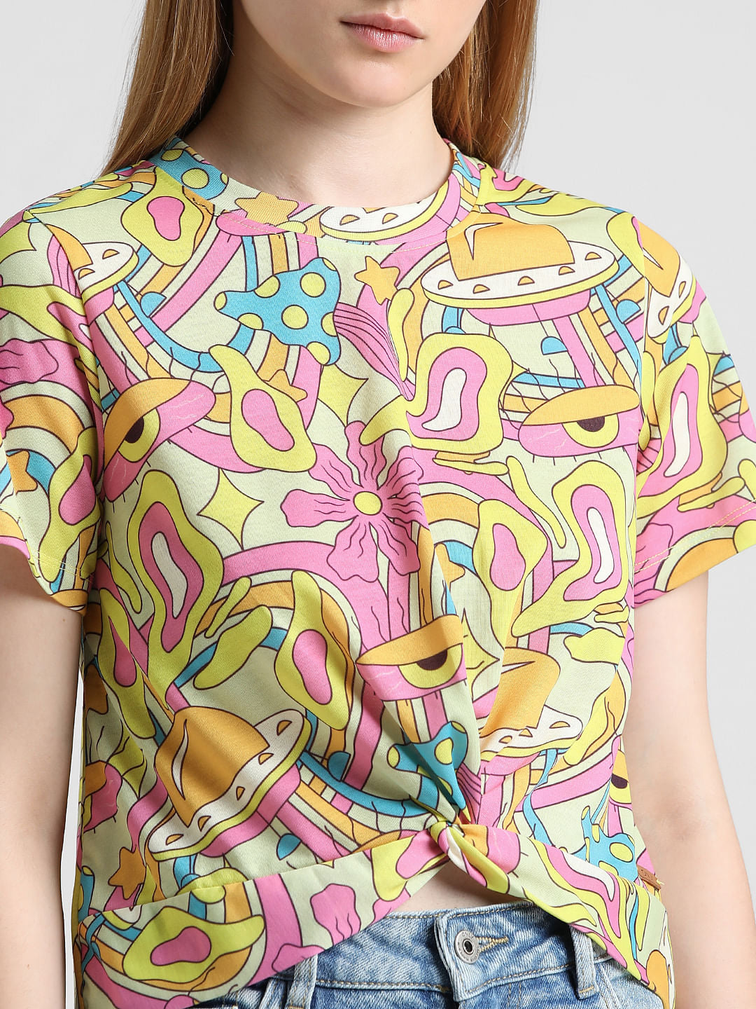 Yellow Abstract Print Top
