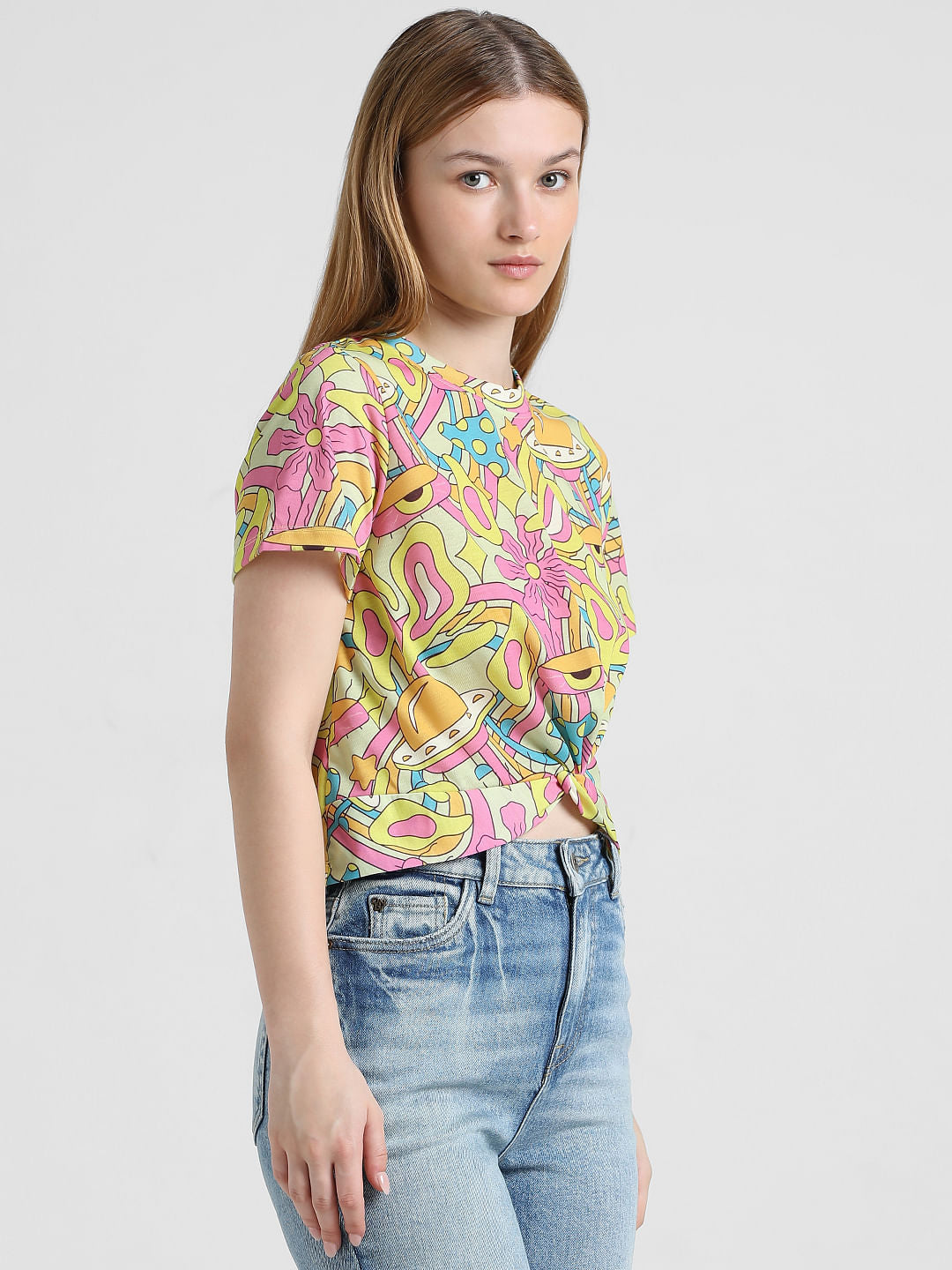 Yellow Abstract Print Top
