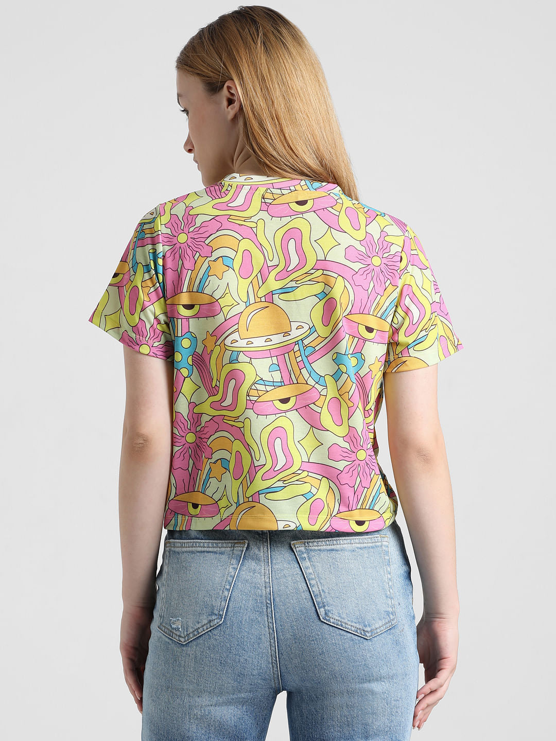 Yellow Abstract Print Top