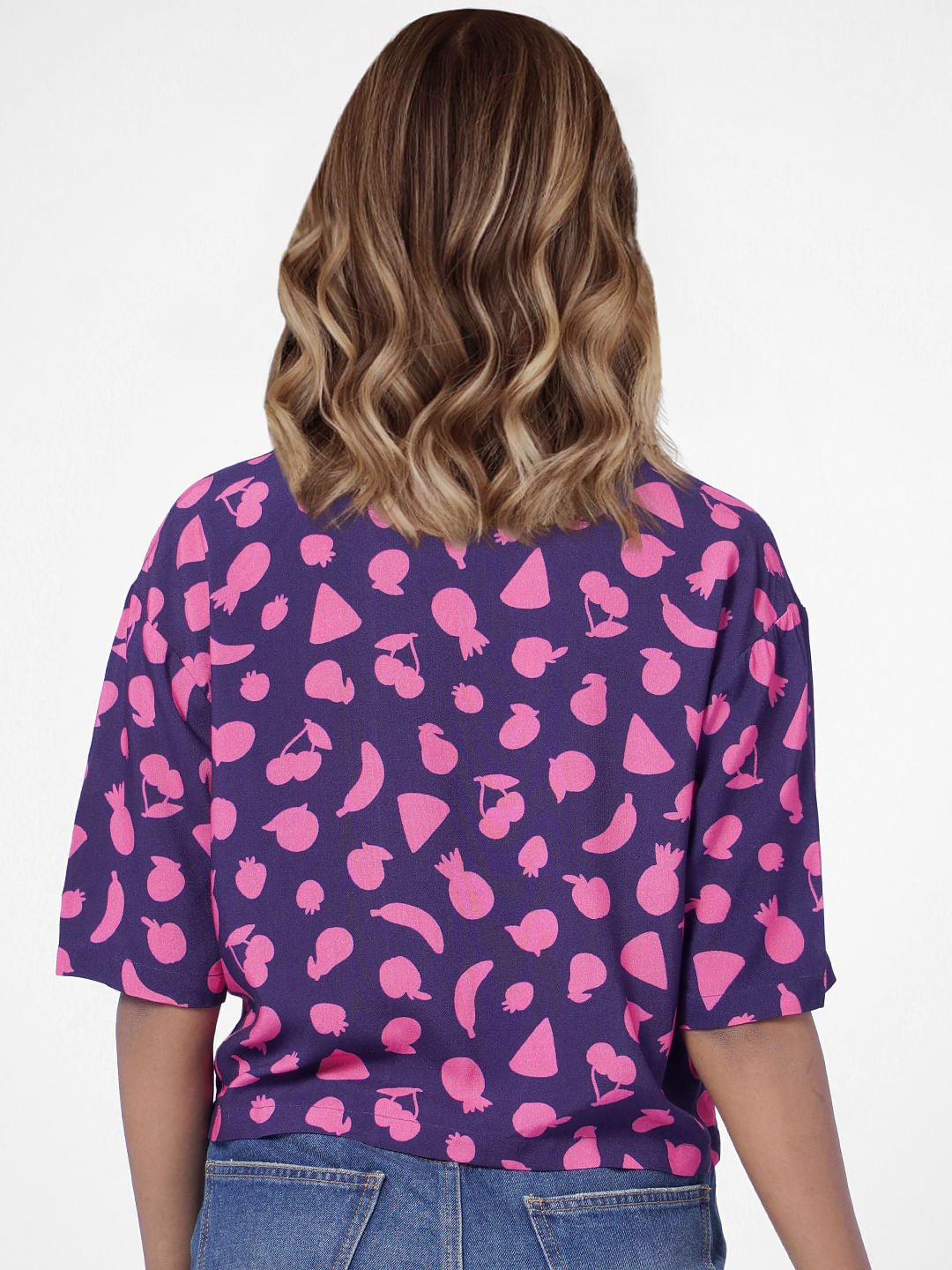 Purple Floral Resort Collar Shirt