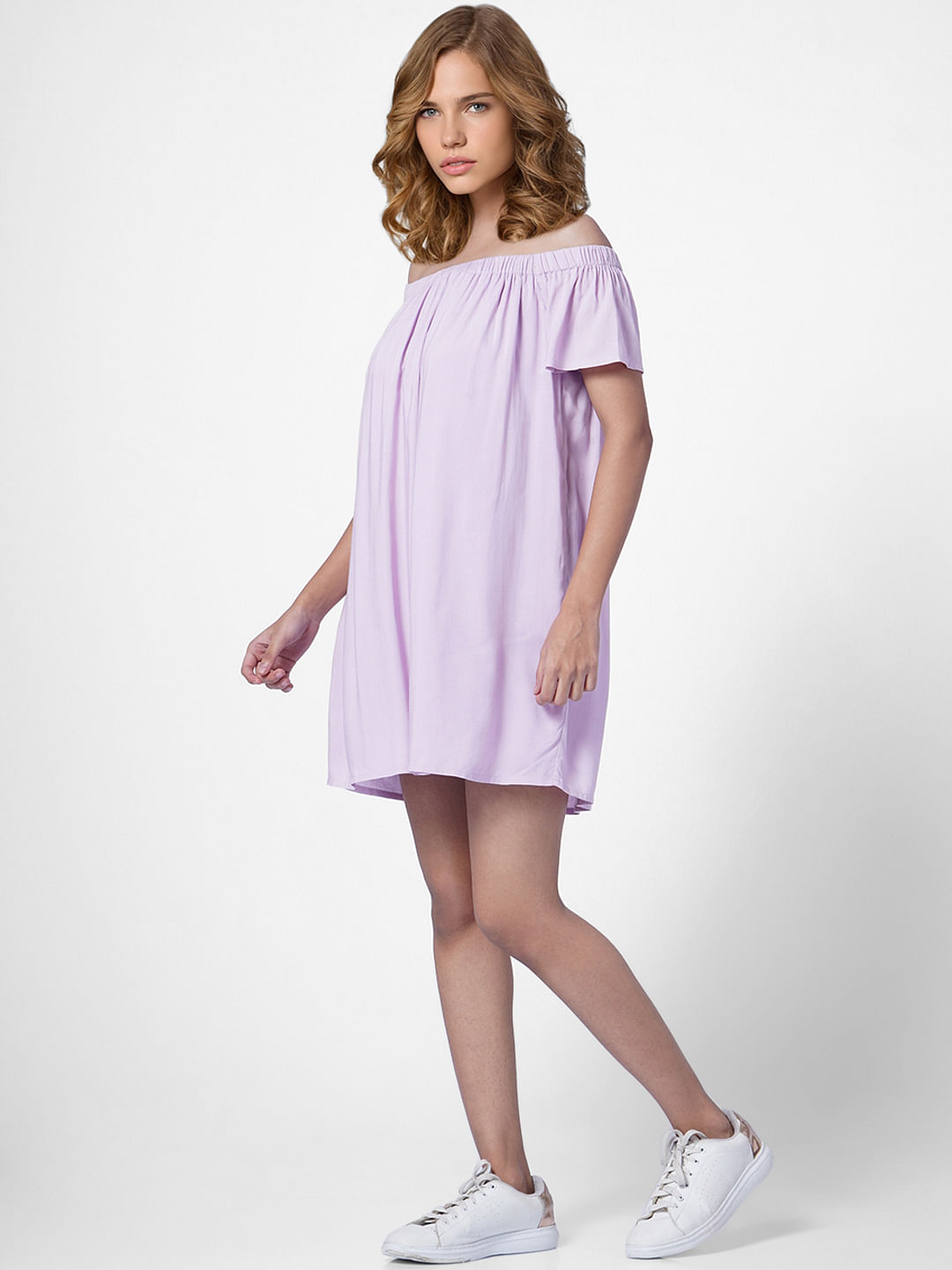 Lilac Off-Shoulder Shift Dress