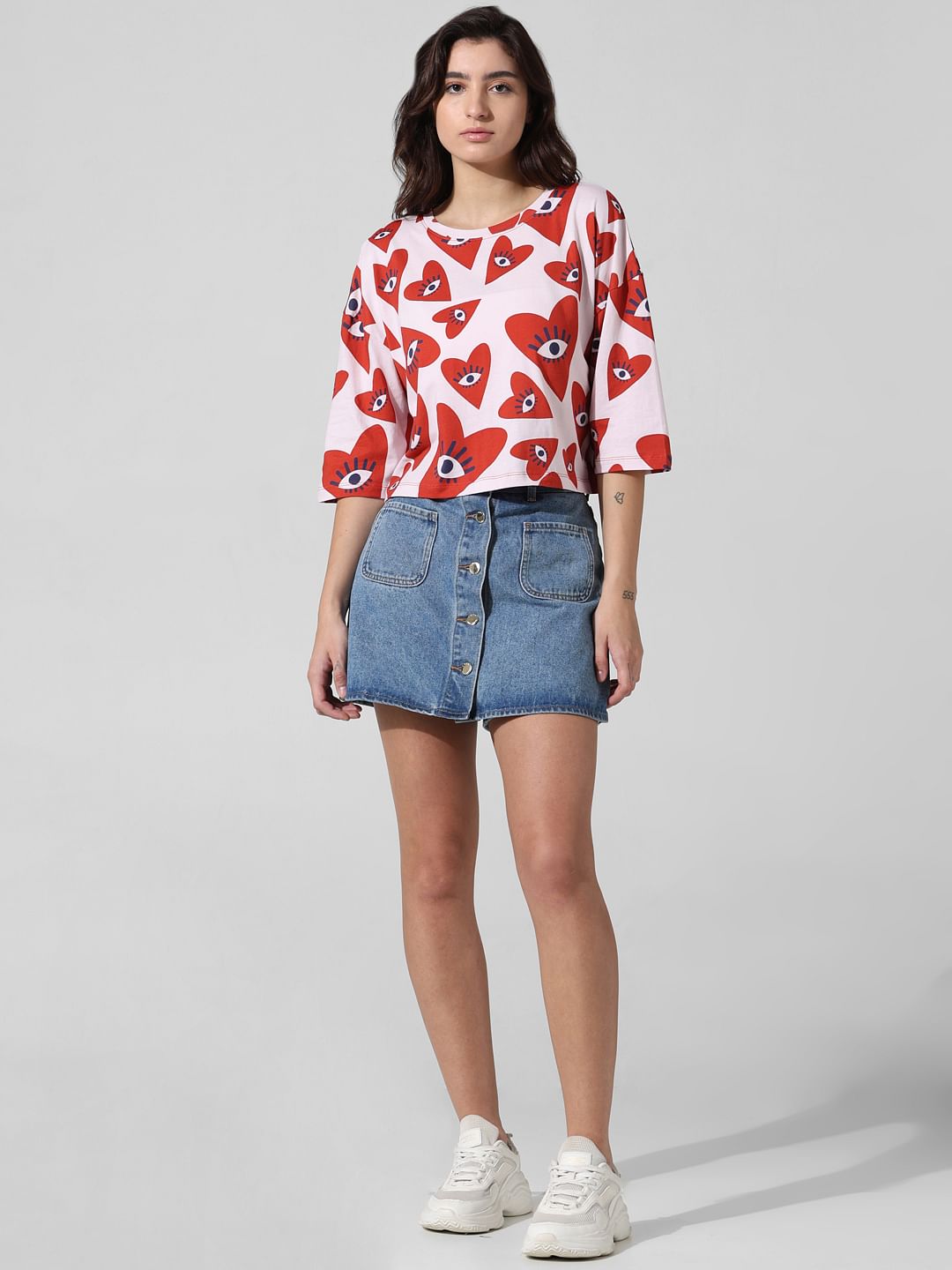 Red Printed Boxy Fit T-Shirt