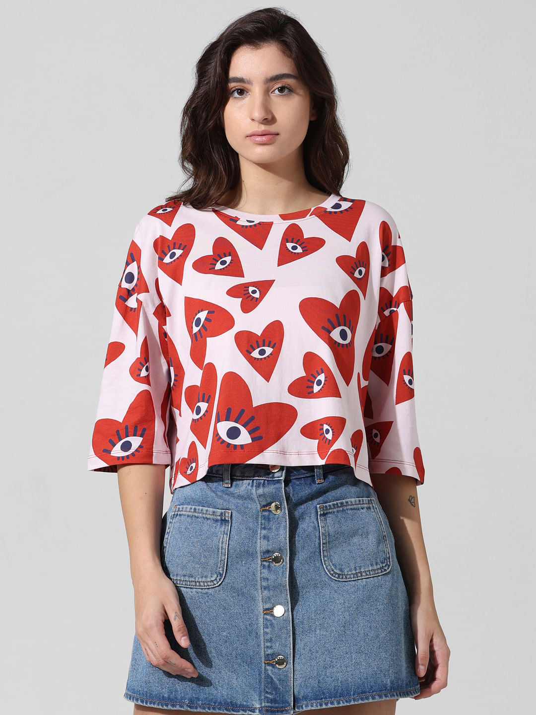 Red Printed Boxy Fit T-Shirt