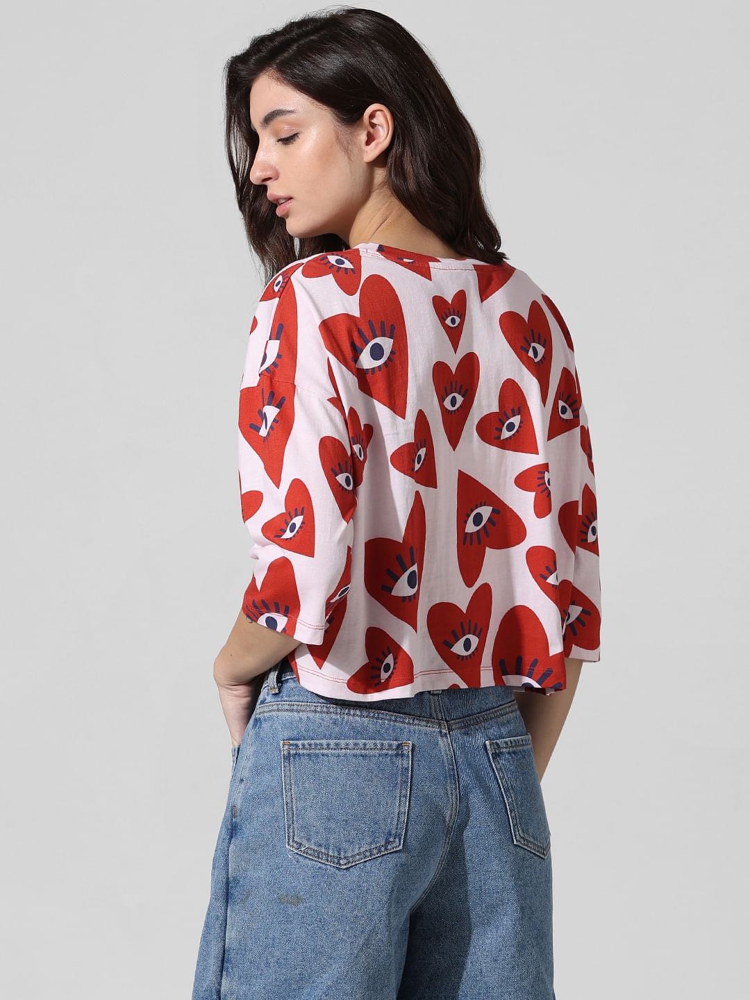 Red Printed Boxy Fit T-Shirt