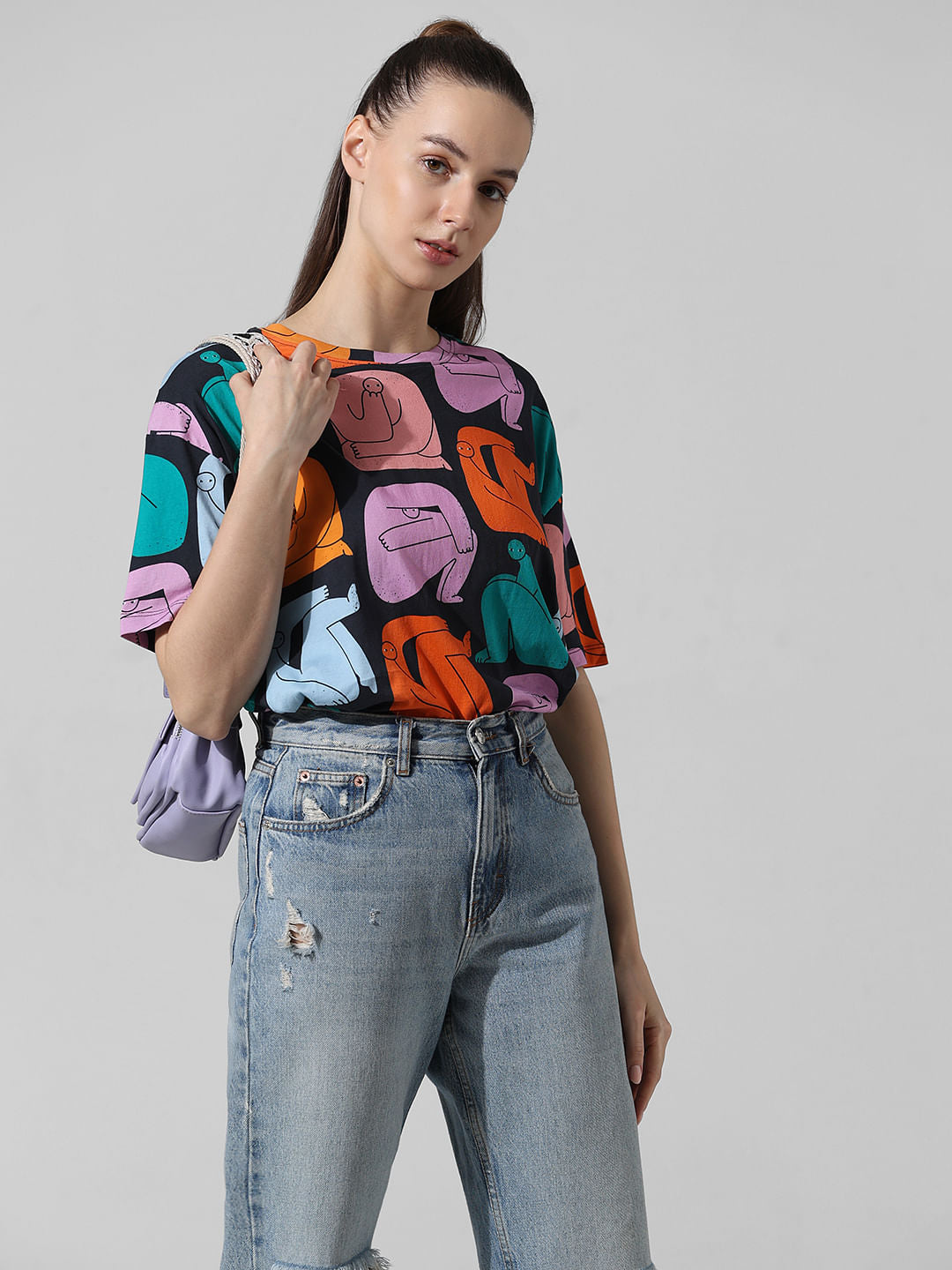 Black Printed Oversized T-Shirt