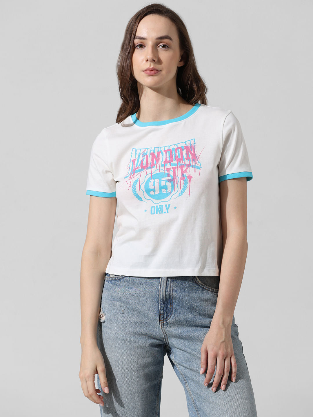 White Printed Cotton T-Shirt