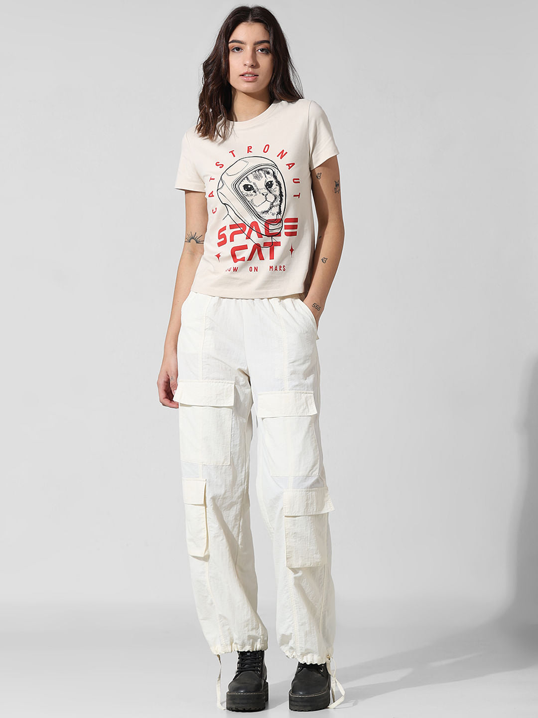 Beige Printed T-Shirt