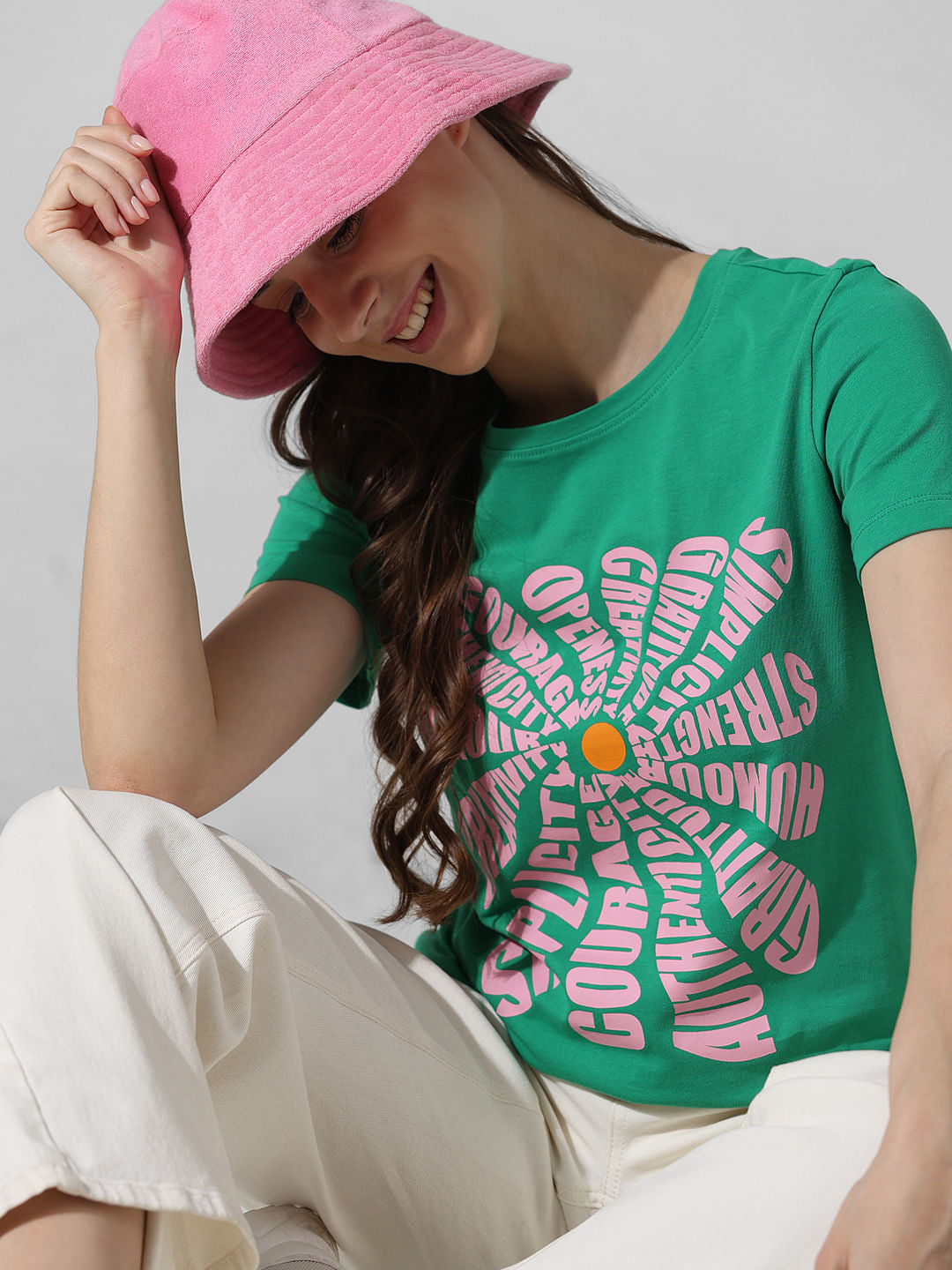 Green Printed Cotton T-Shirt