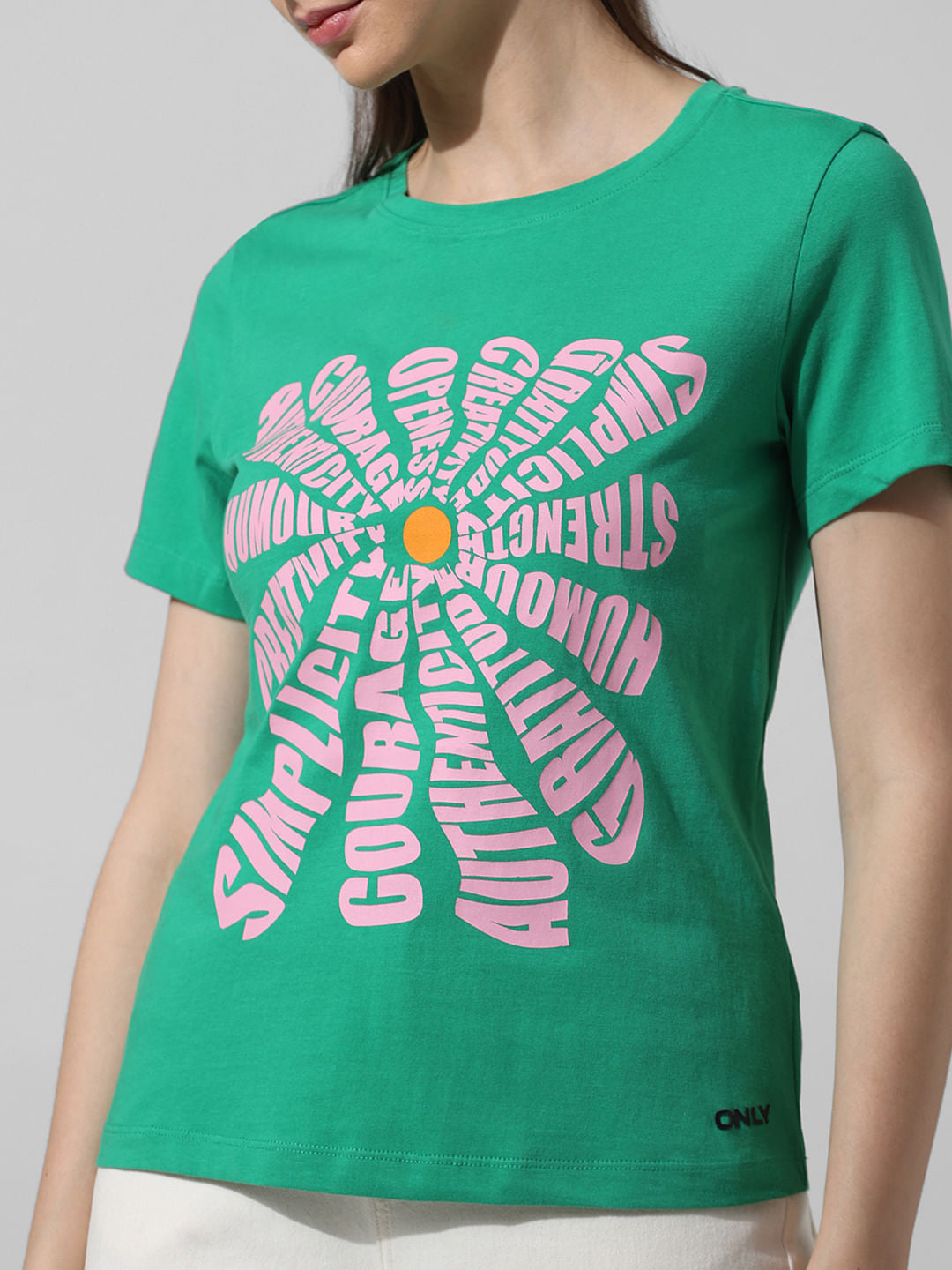 Green Printed Cotton T-Shirt