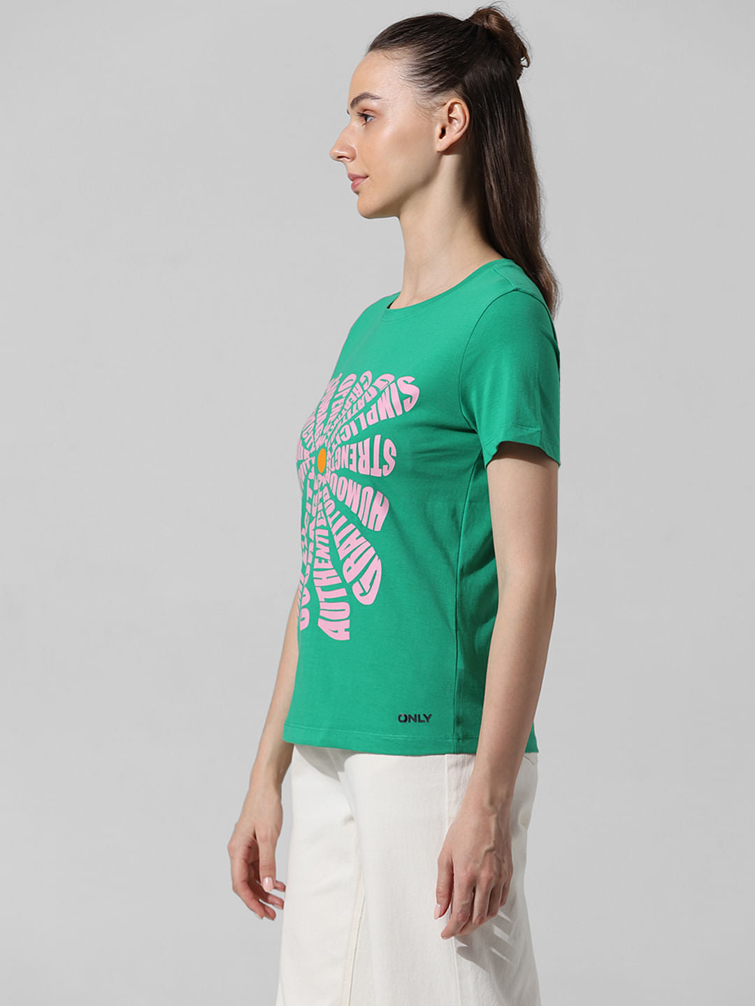Green Printed Cotton T-Shirt