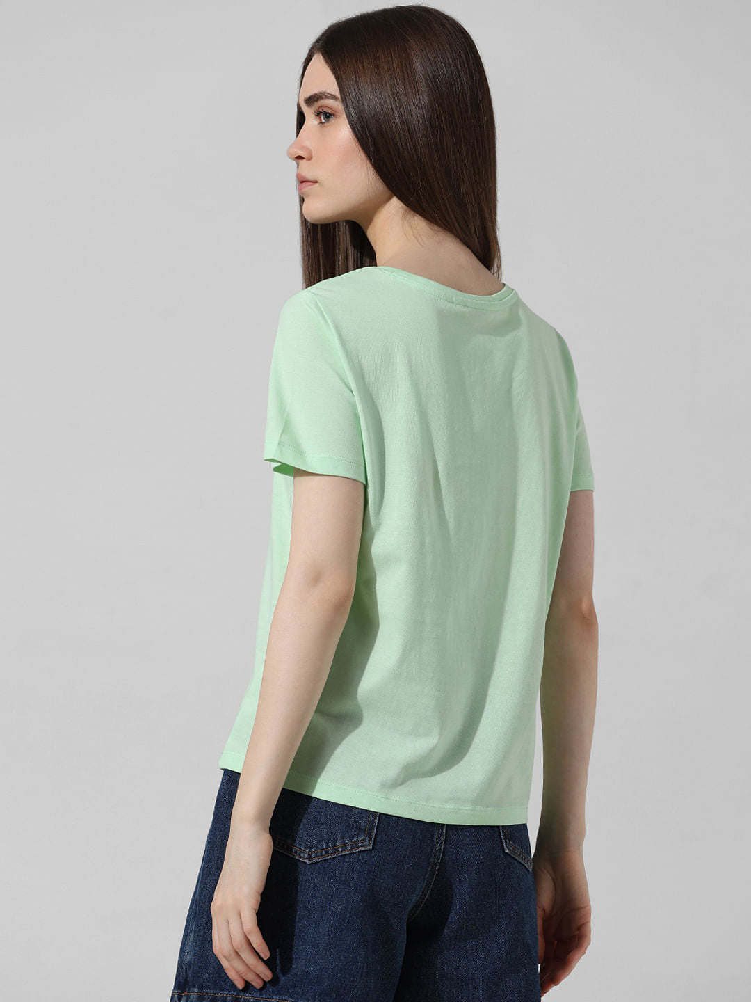 Green Printed Cropped T-Shirt