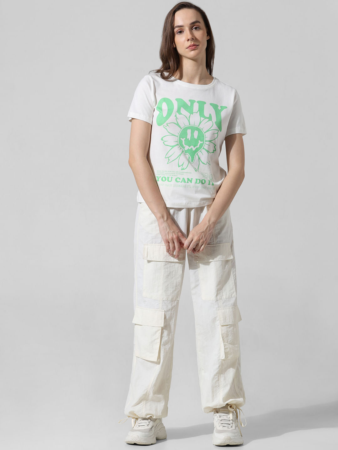 White Printed Cotton T-Shirt