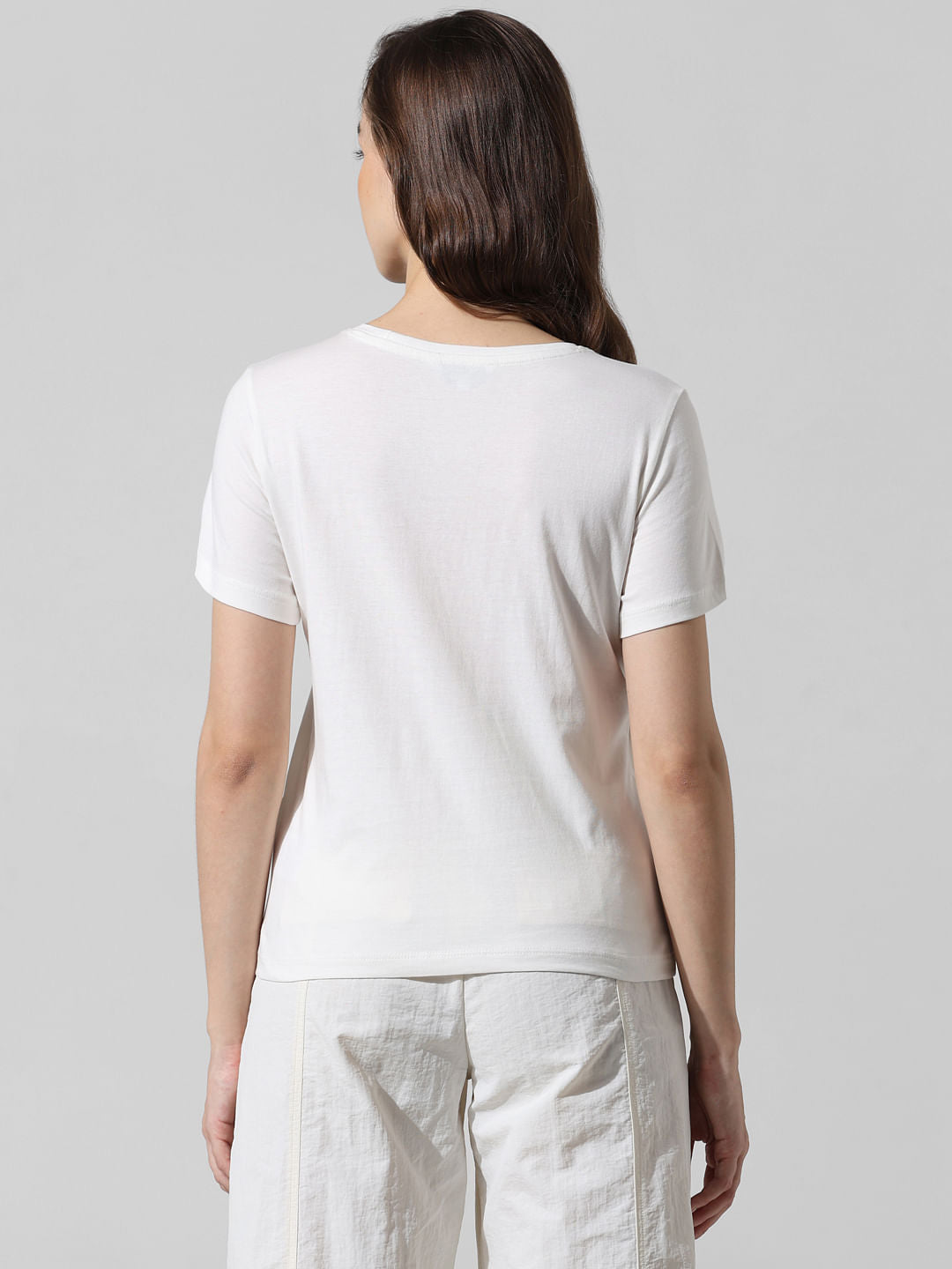 White Printed Cotton T-Shirt