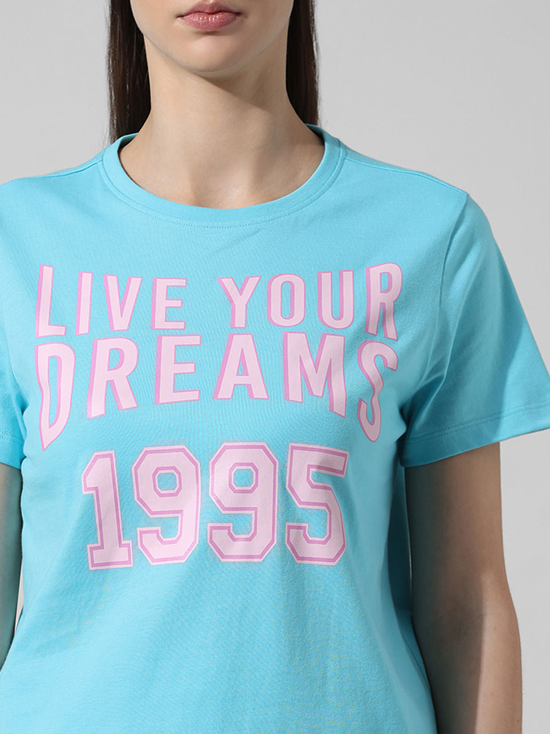 Blue Text Print T-Shirt