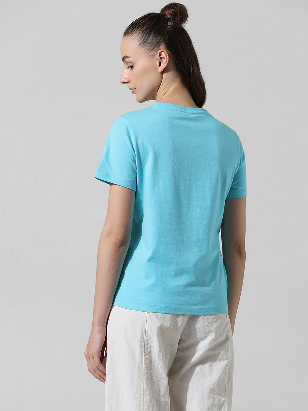 Blue Text Print T-Shirt