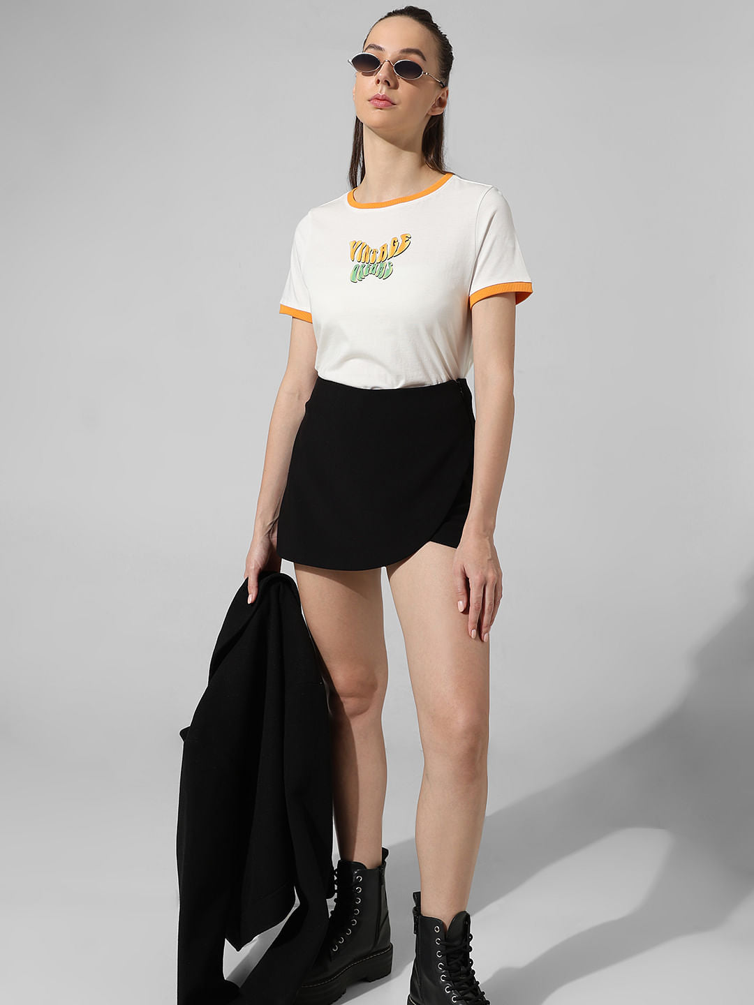 White Printed Cotton T-Shirt