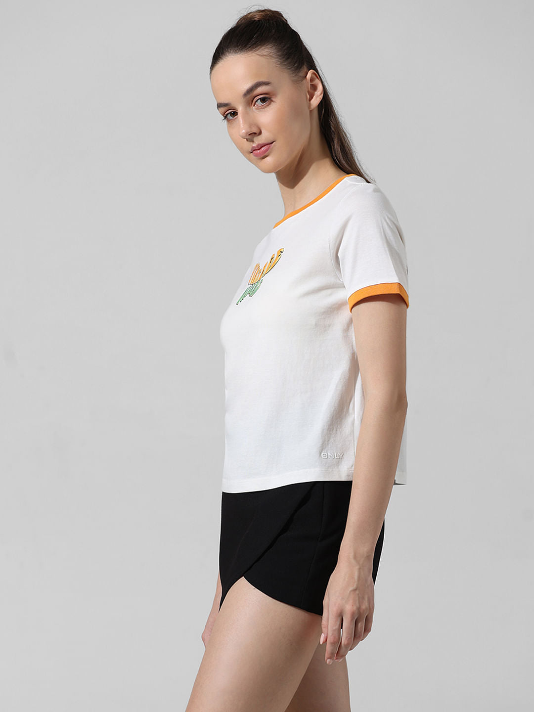 White Printed Cotton T-Shirt