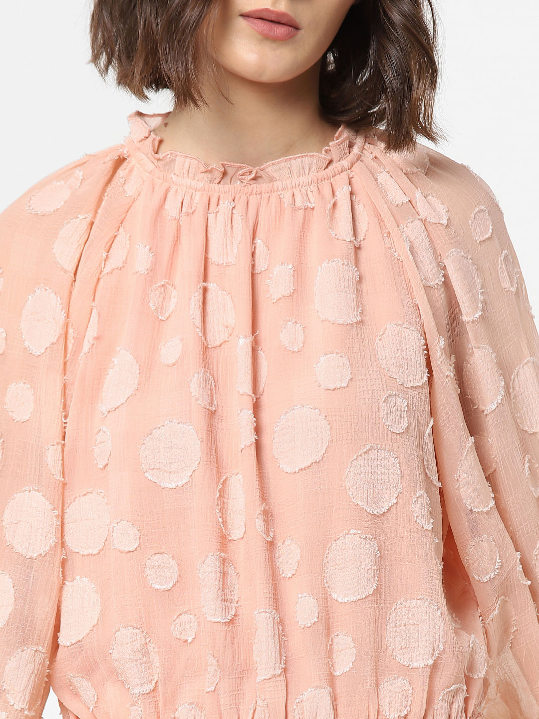 Pink Ruffled Polka Dot Top