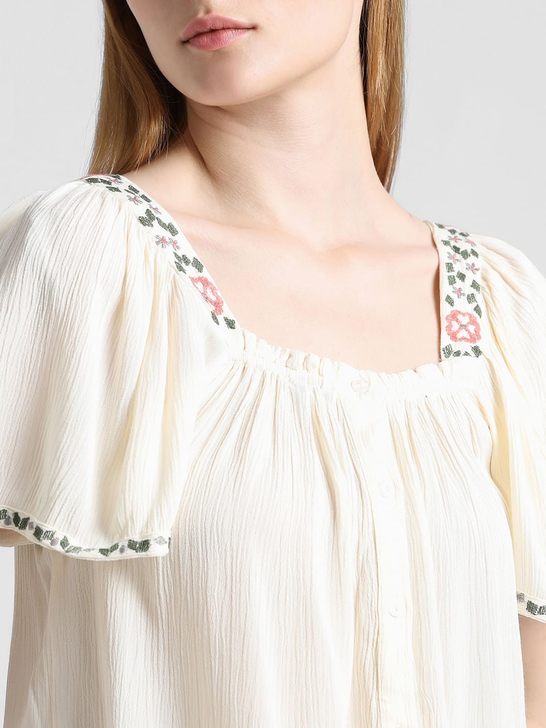 White Embroidered Top