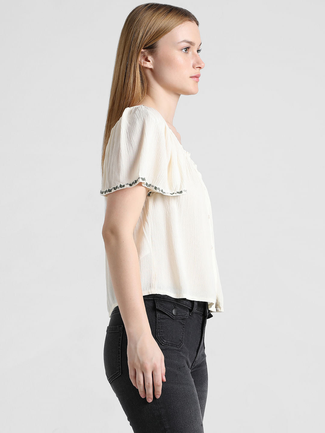 White Embroidered Top