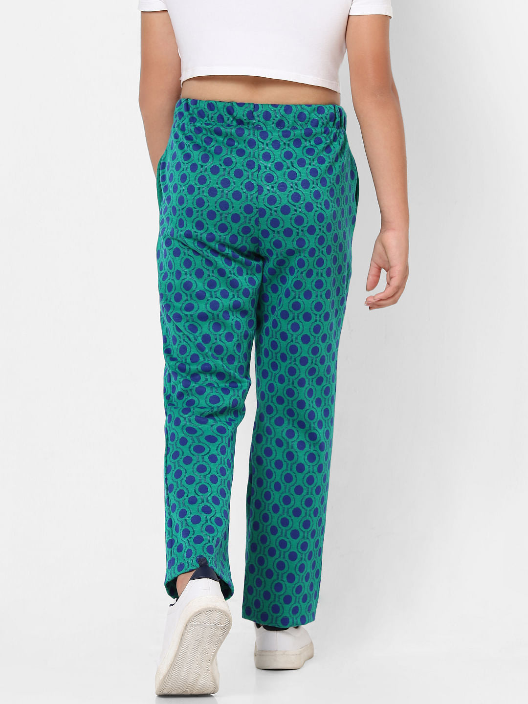 Green Mid Rise Printed Wide Leg Pants