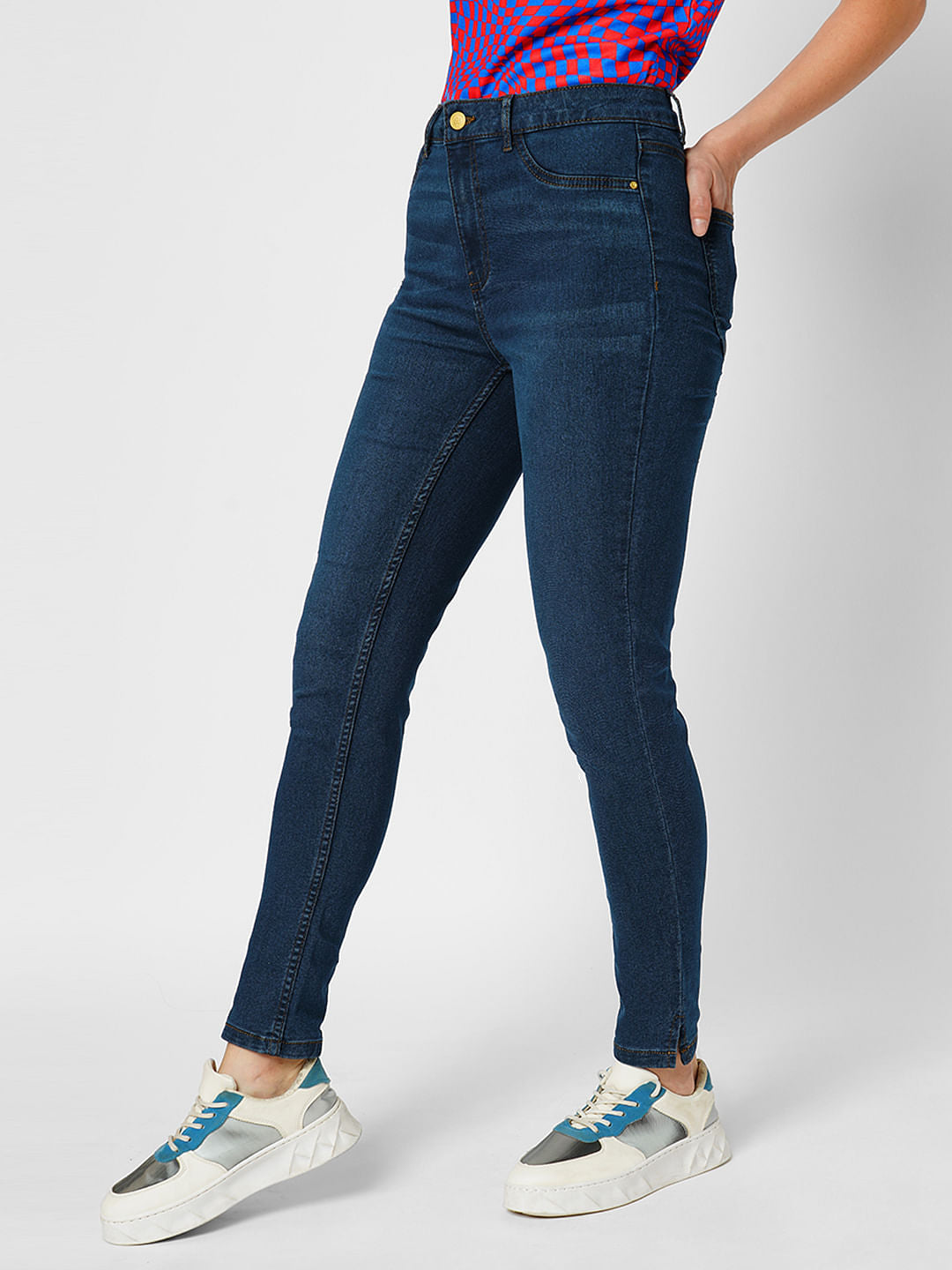 Jdy By Only Dark Blue High Rise Skinny Fit Jeggings